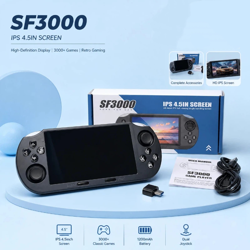 Retro Gaming Devices - جهاز ألعاب محمول Sf3000 ريترو، شاشة