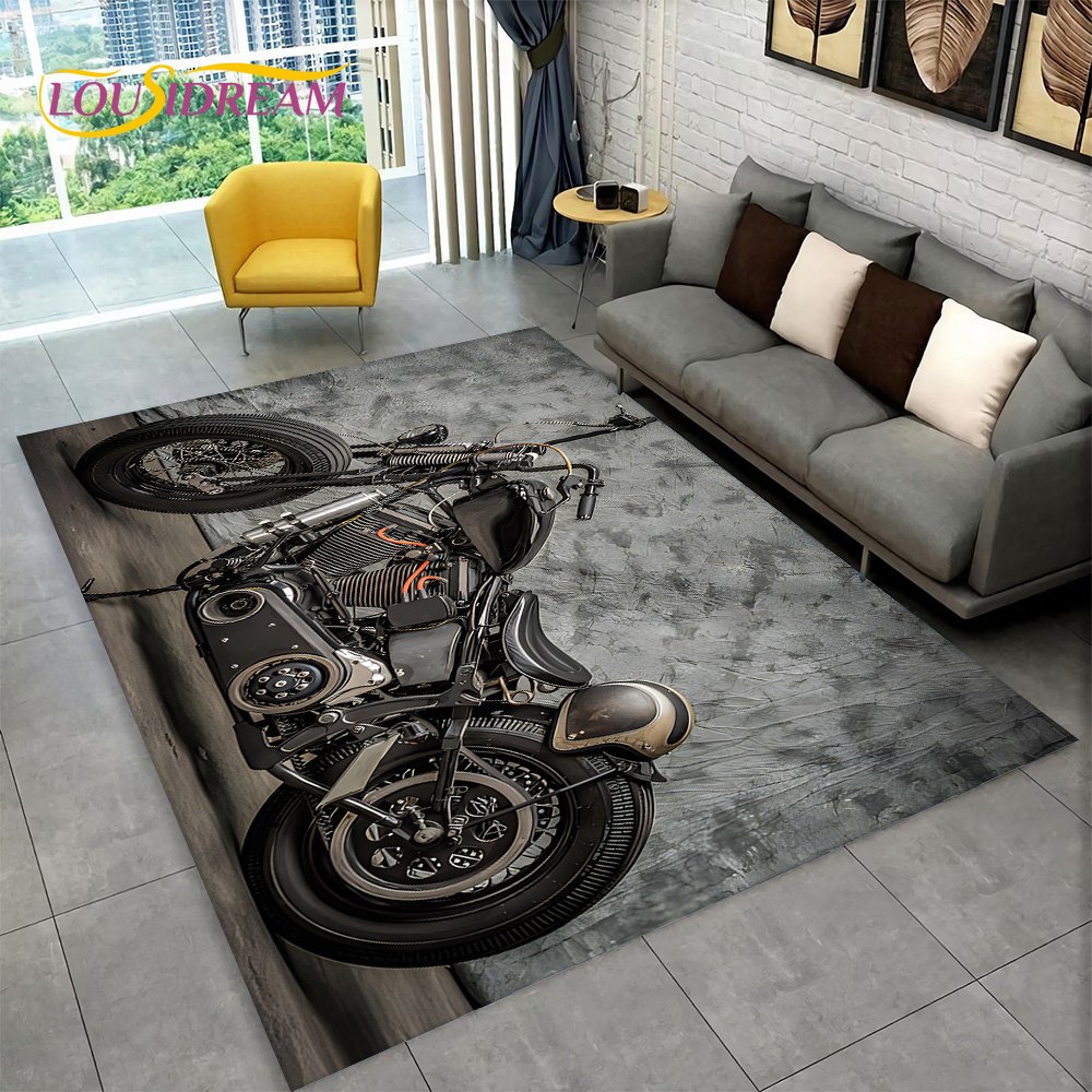 Retro Gaming Rug - ثلاثية الأبعاد الرجعية Vintage دراجة نارية