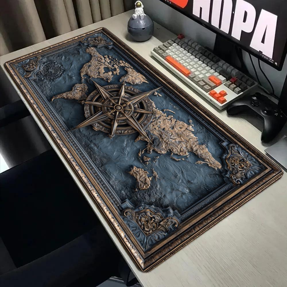Retro Gaming Rug - سجادة ماوس بتصميم البوصلة والخريطة الكلاسيكية
