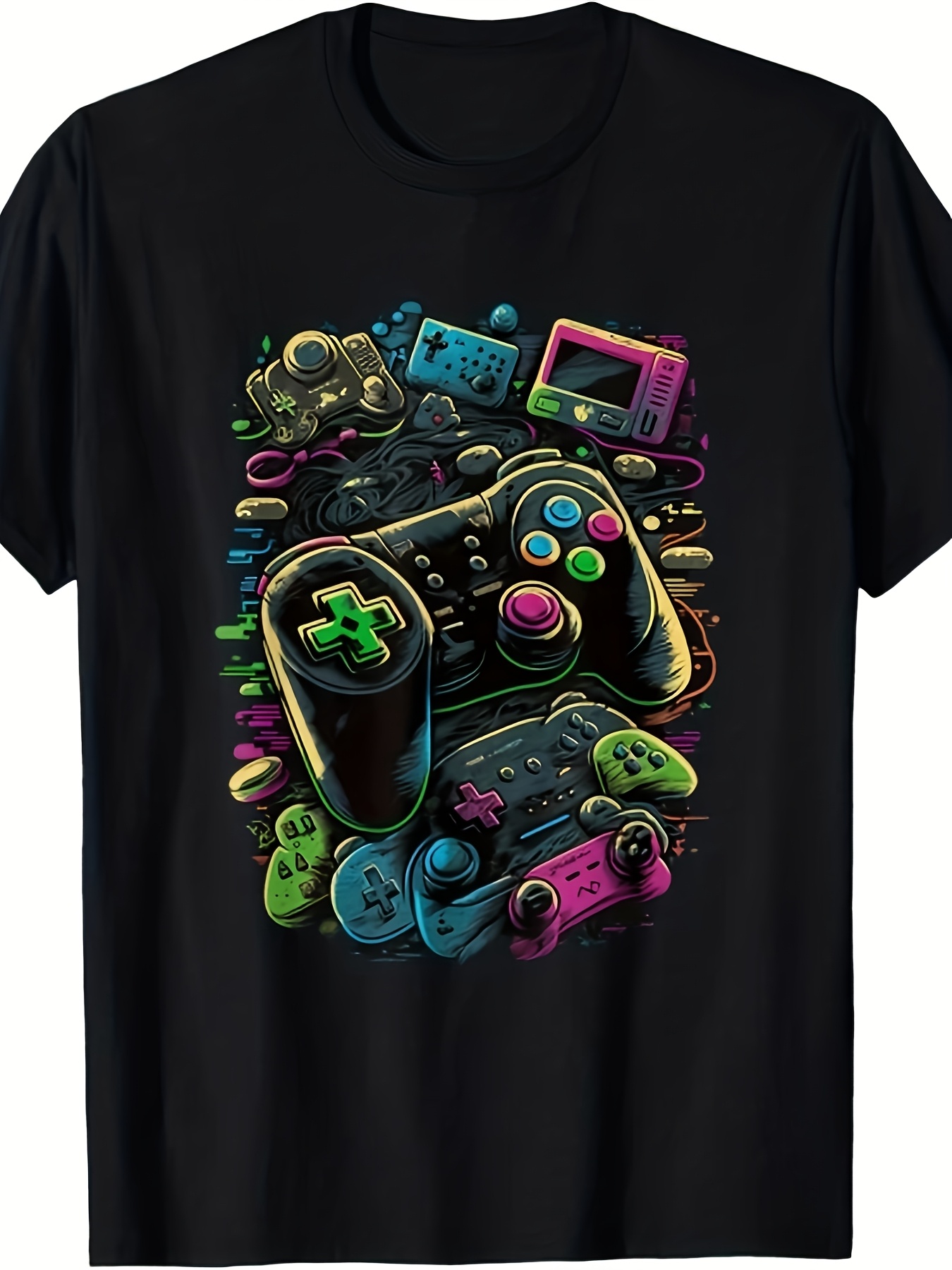 Retro Gaming Icons - تيشيرت رجالي للجنسين بتصميم وحدة تحكم